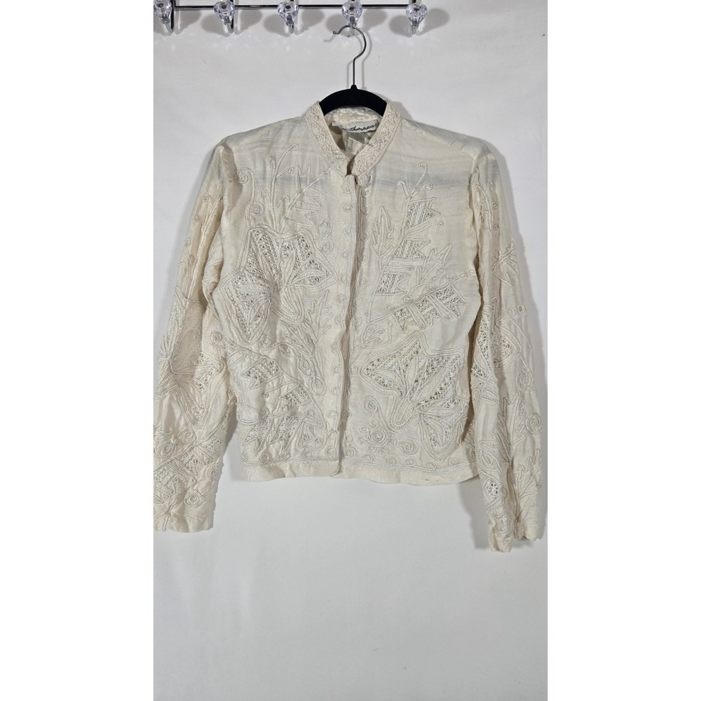 Norm Thompson Silk Embroidered Jacket | Women's Size Small